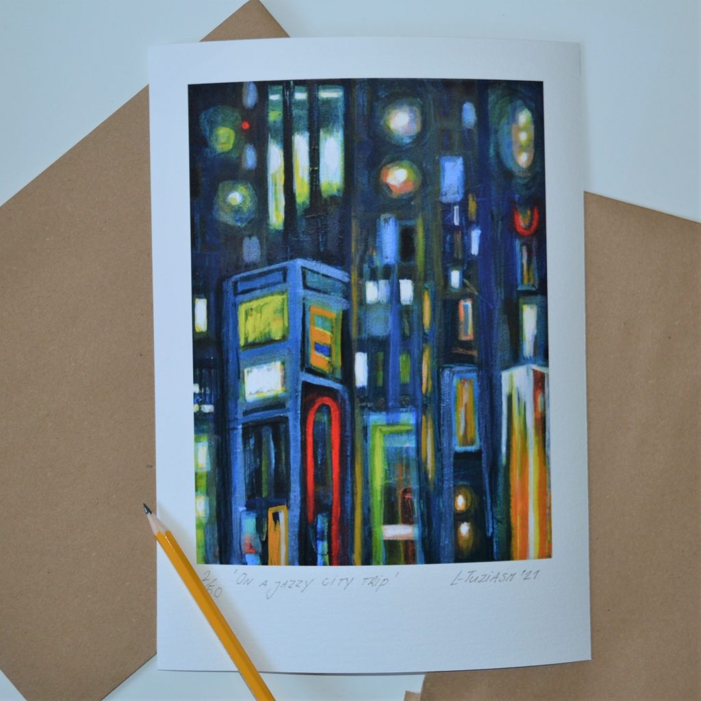 L-Tuziasm On a jazzy city trip fine art giclee print numbered and signed kunst 2021